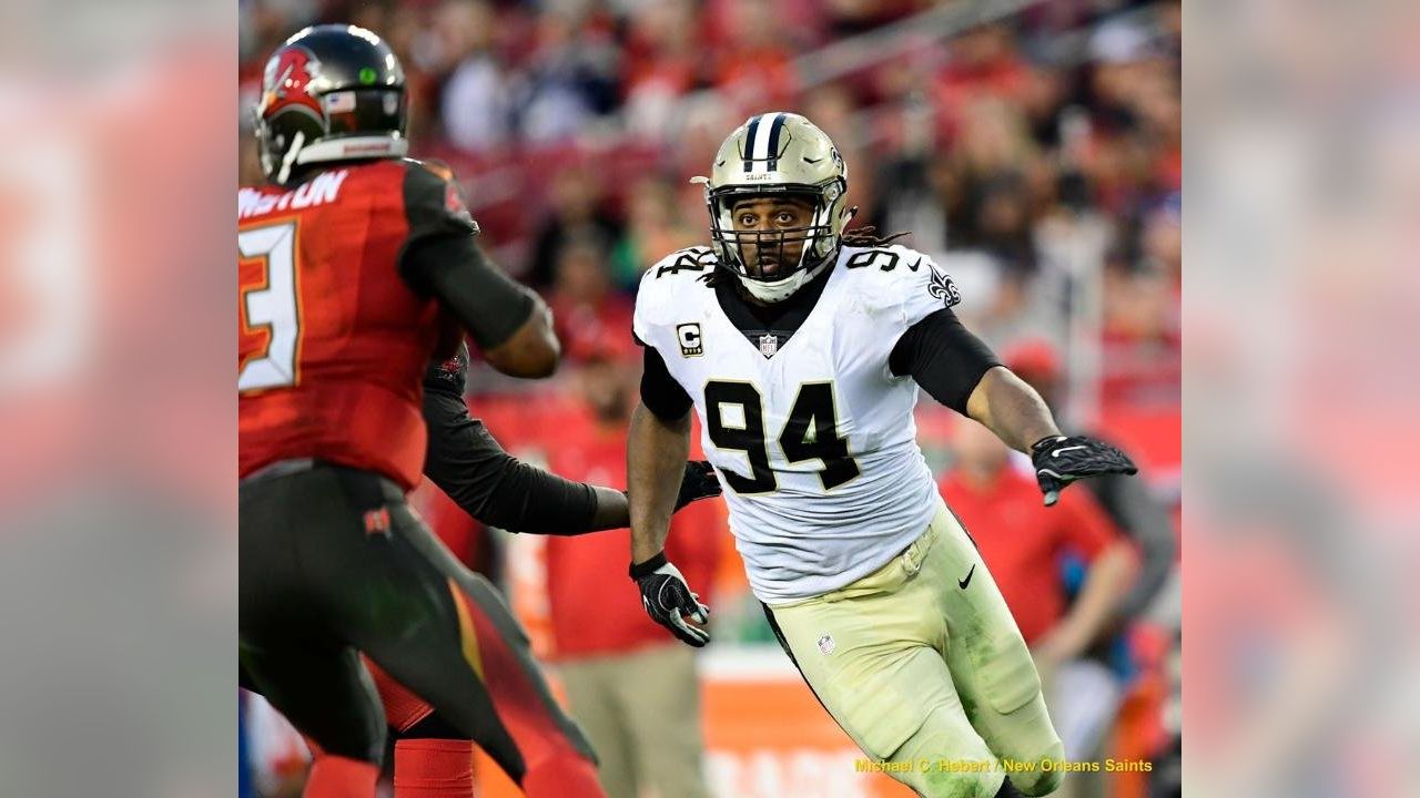 New Orleans Saints defensive end Cameron Jordan (94) warms up before an NFL  football game in New Orleans, Sunday, Sept. 10, 2023. (AP Photo/Gerald  Herbert Stock Photo - Alamy