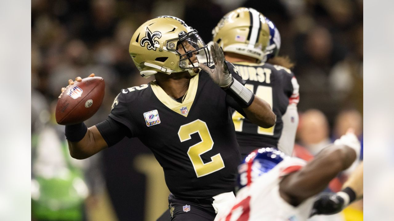 New Orleans Saints quarterback Jameis Winston (2) wears a Salute to Service  towel during an NFL