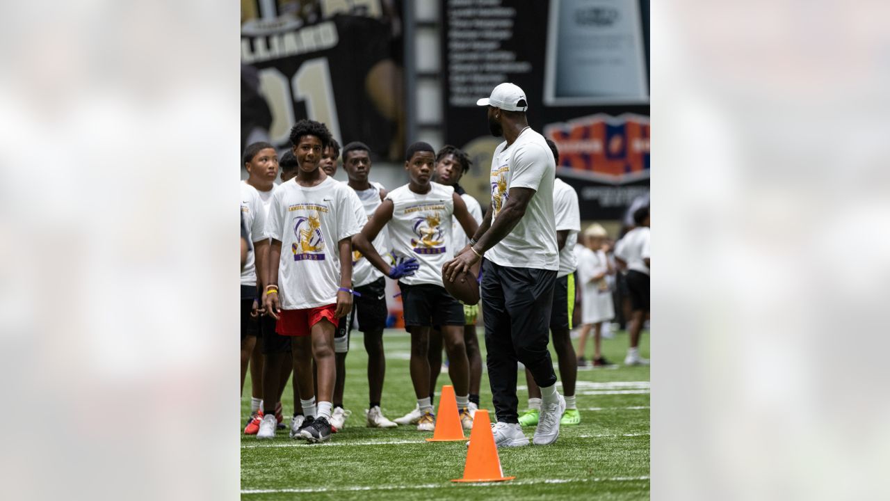 New Orleans Saints - Jarvis Landry catches ball over camper at his annual  Youth Camp.