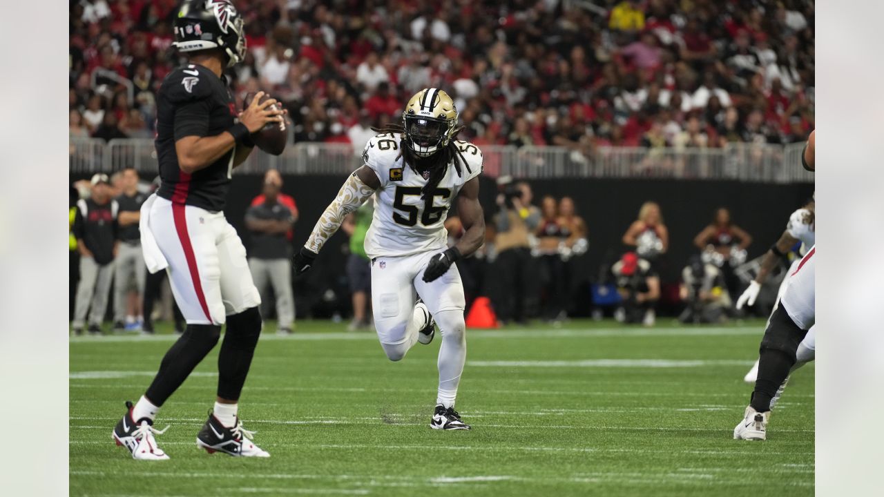 New Orleans, United States. 13th Oct, 2020. Linebacker Demario Davis (56)  leaves the field after the New Orleans Saints defeated the Los Angeles  Chargers at the Louisiana Superdome in New Orleans on