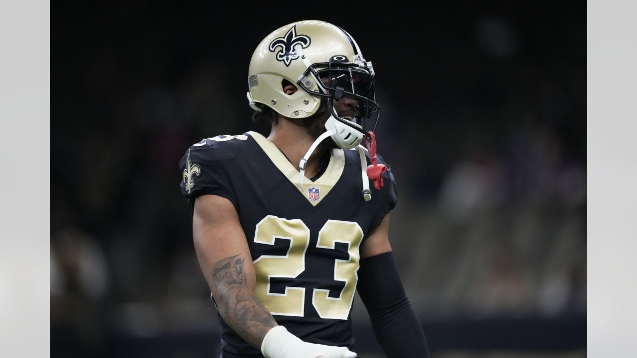 October 15, 2017 - New Orleans Saints cornerback Marshon Lattimore (23)  reacts to a play during the first half of the game between the Detroit  Lions and the New Orleans Saints at