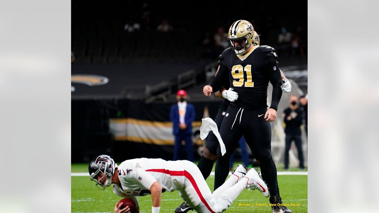 Trey Hendrickson New Orleans Saints Game-Used #91 White Jersey vs. Denver  Broncos on November 29 2020