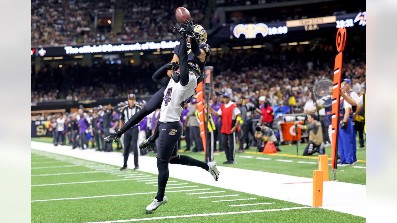 New Orleans Saints wide receiver Chris Olave (12) during an NFL football  game against the Los Angeles Rams, Sunday, Nov. 20, 2022, in New Orleans.  (AP Photo/Tyler Kaufman Stock Photo - Alamy