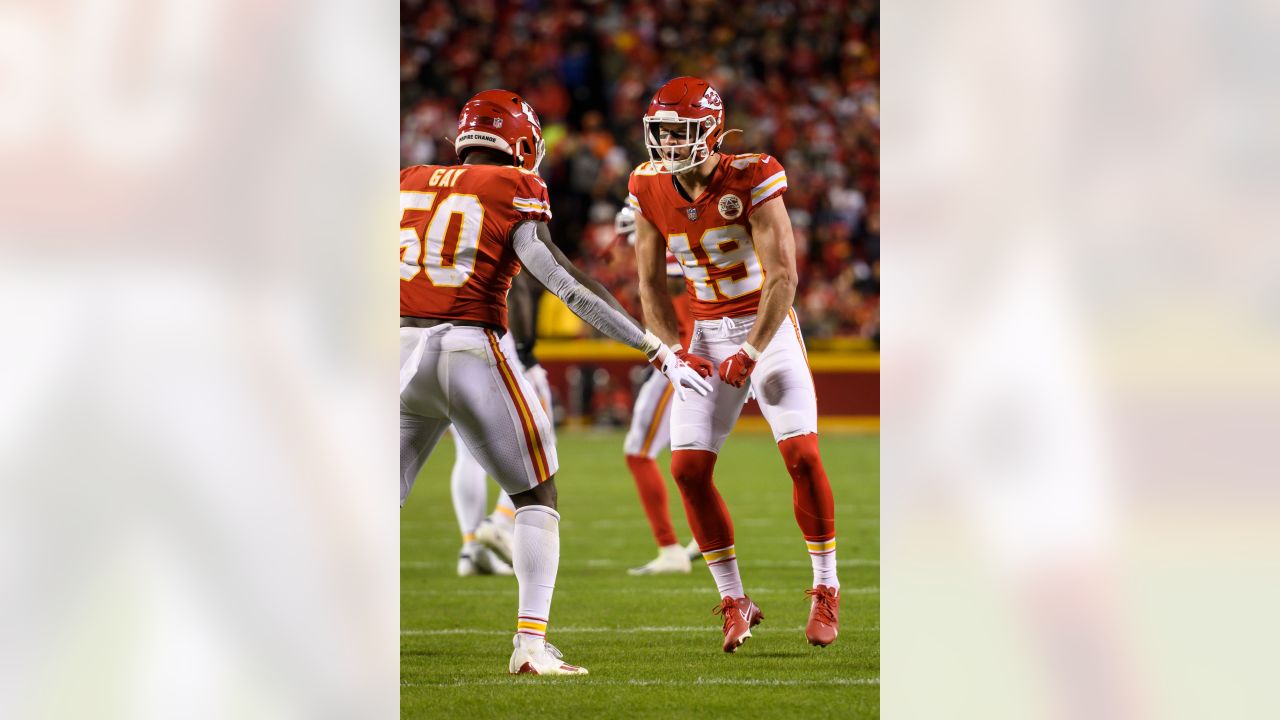 Kansas City Chiefs free safety Daniel Sorensen (49) during pre-game warmups  before an NFL football game against the New England Patriots, Monday, Oct.  5, 2020, in Kansas City, Mo. (AP Photo/Reed Hoffmann