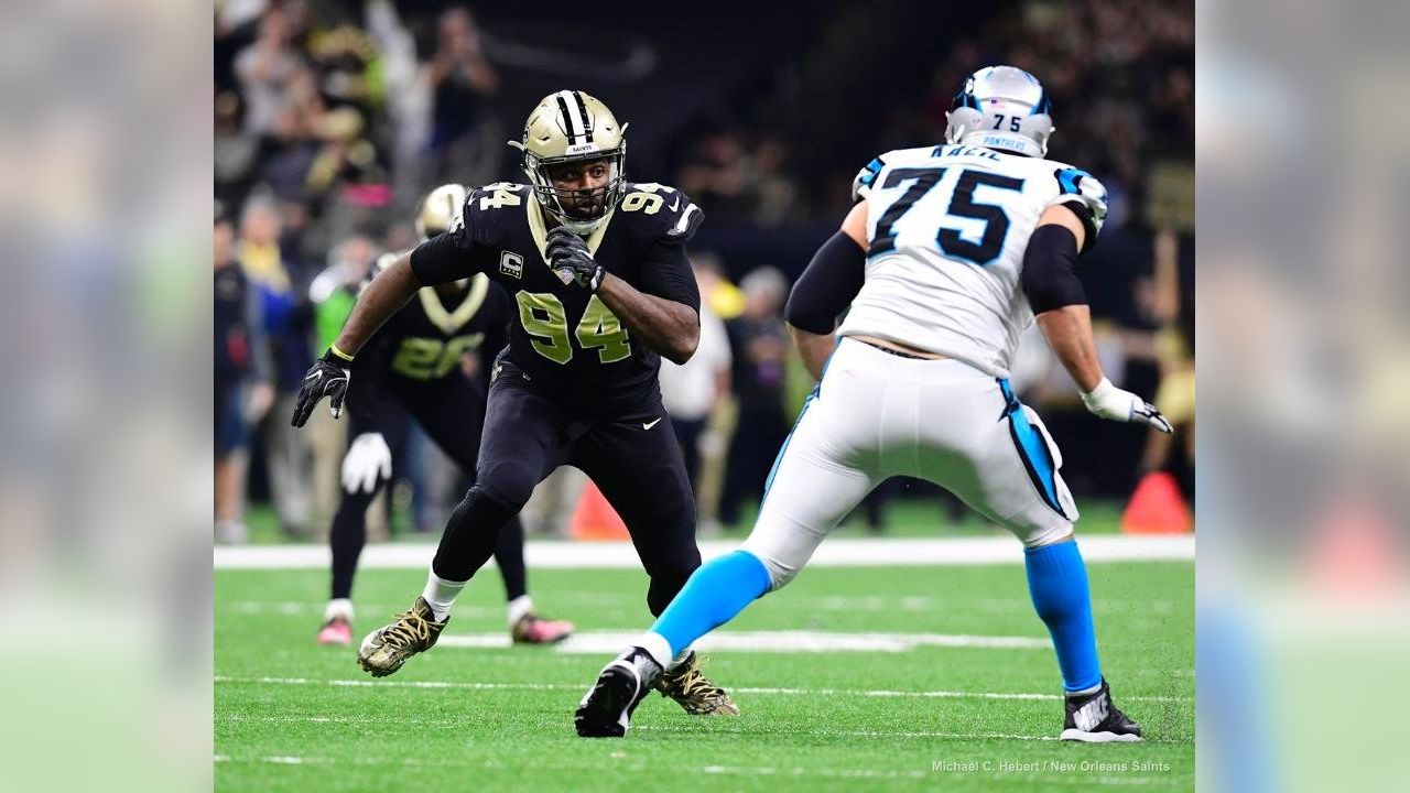 New Orleans Saints defensive end Cameron Jordan (94) warms up before an NFL  football game in New Orleans, Sunday, Sept. 10, 2023. (AP Photo/Gerald  Herbert Stock Photo - Alamy