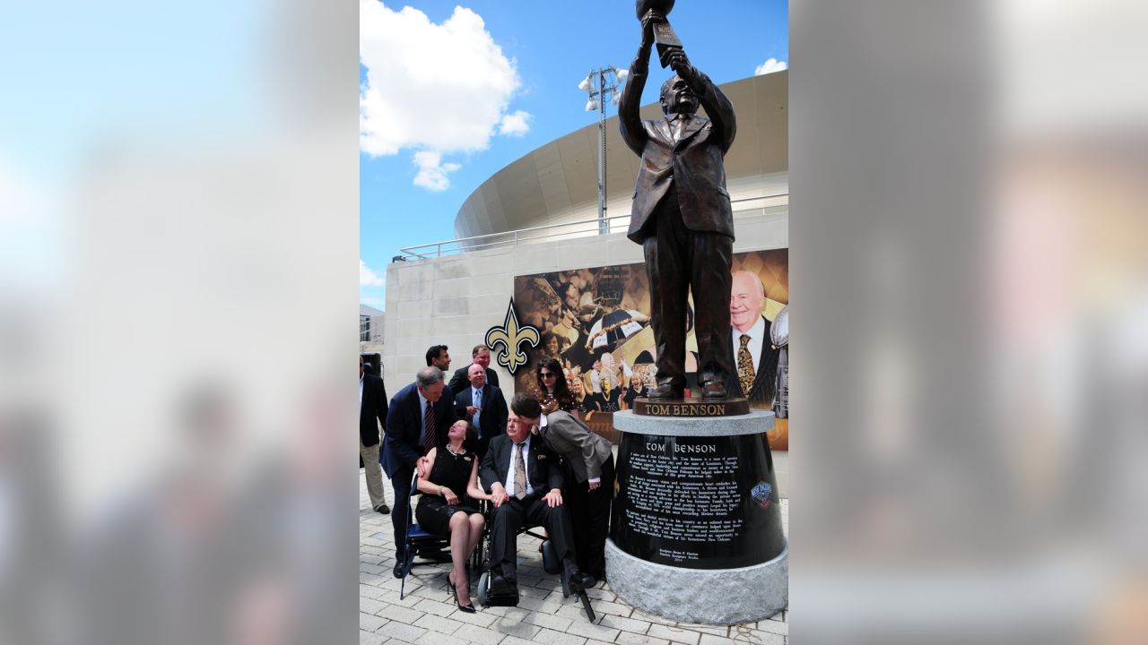 Tom Benson now has a stadium named after him, with a statue