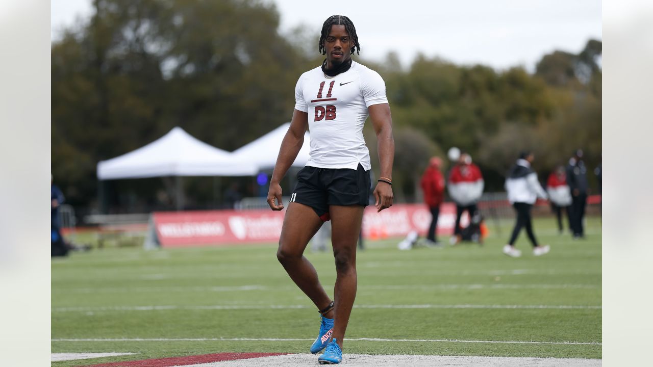 Stanford's Paulson Adebo participates in the school's pro day