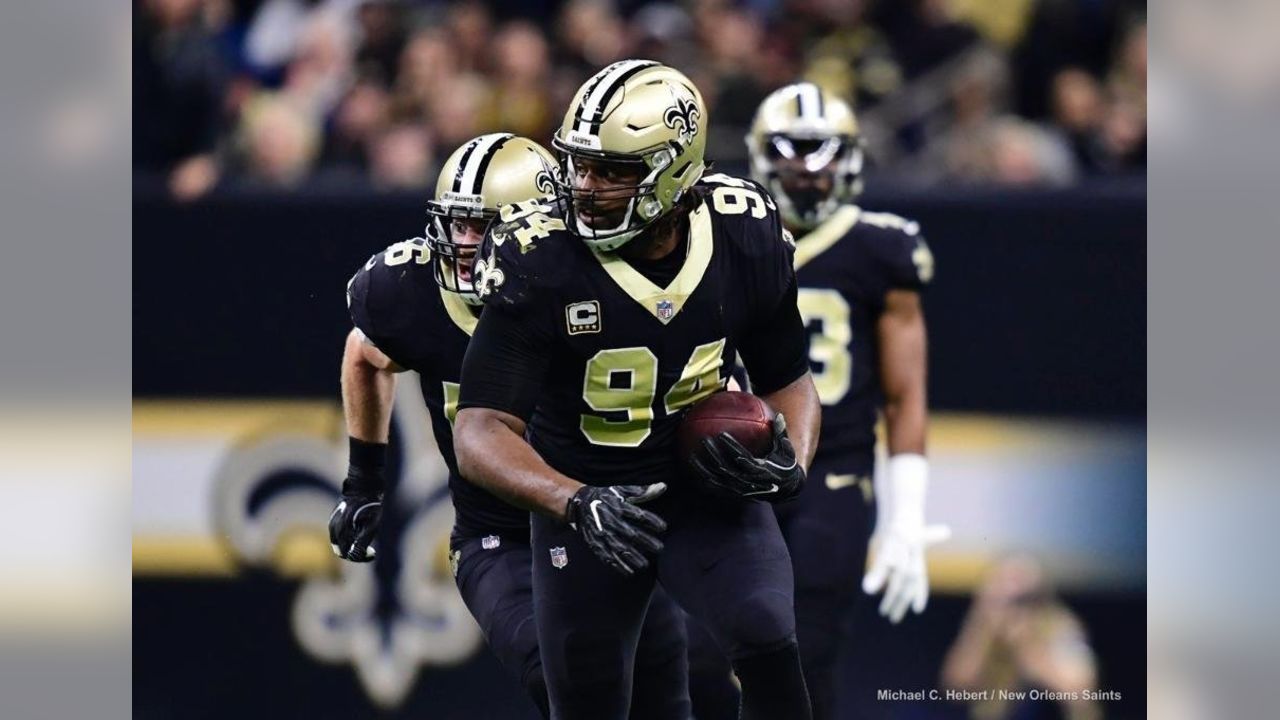 New Orleans Saints defensive end Cameron Jordan (94) warms up before an NFL  football game in New Orleans, Sunday, Sept. 10, 2023. (AP Photo/Gerald  Herbert Stock Photo - Alamy