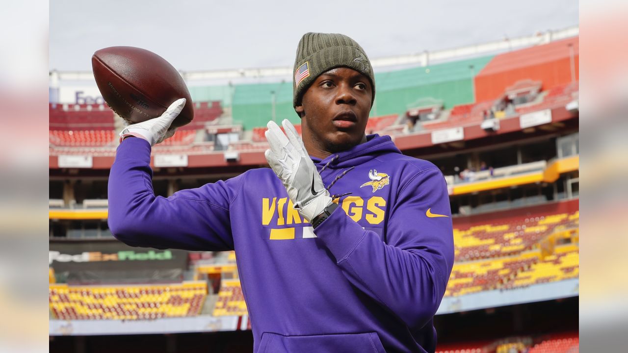 Minnesota Vikings' Teddy Bridgewater warms up before an NFL