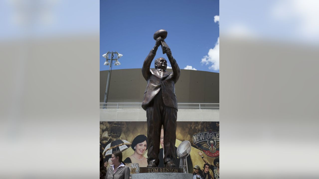 Tom Benson now has a stadium named after him, with a statue