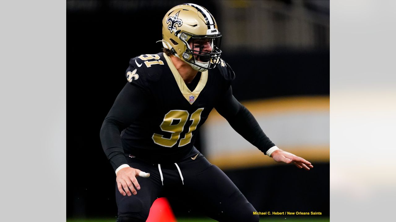 Trey Hendrickson New Orleans Saints Game-Used #91 White Jersey vs. Denver  Broncos on November 29 2020