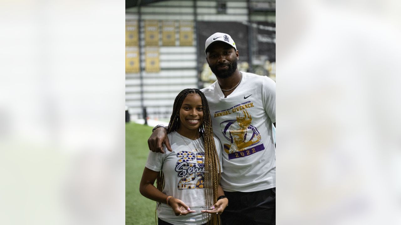 New Orleans Saints - Jarvis Landry catches ball over camper at his annual  Youth Camp.