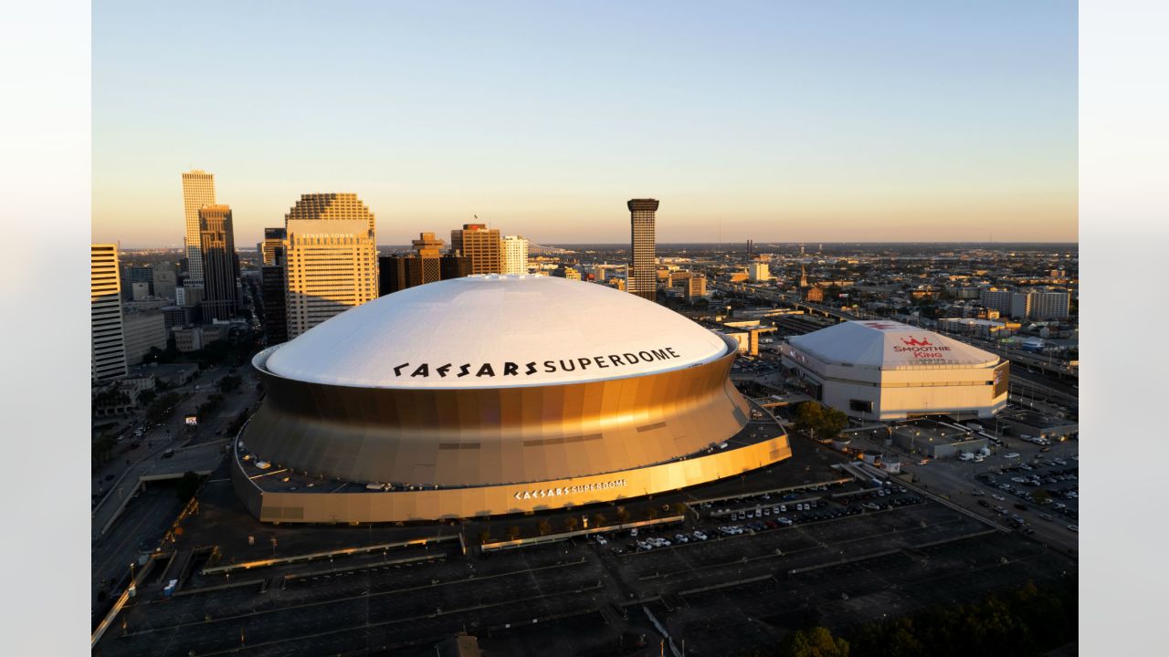 An overall interior general view of the Caesars Superdome in the second  half of an NFL football game between the New Orleans Saints and the Tampa  Bay Buccaneers in New Orleans, Sunday