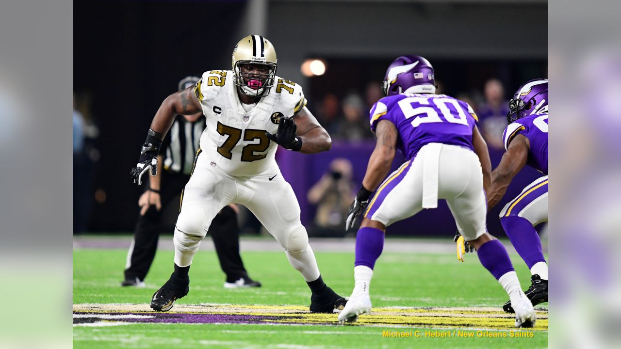 East Rutherford, New Jersey, USA. 1st Oct, 2018. New Orleans Saints  offensive tackle Terron Armstead (72) during warm ups before a game between  the New Orlean Saints and the New York Giants