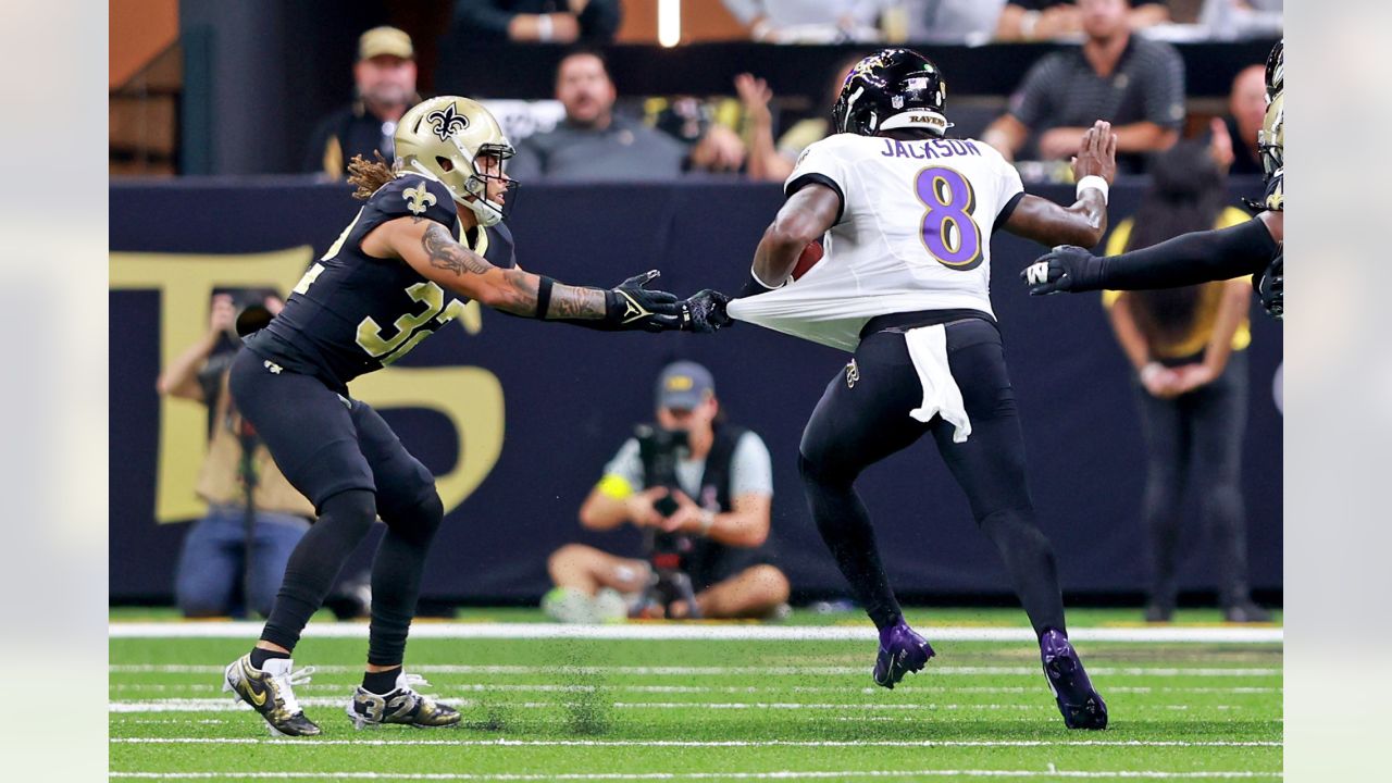 Saints safety Tyrann Mathieu lays out for diving INT of Raiders QB