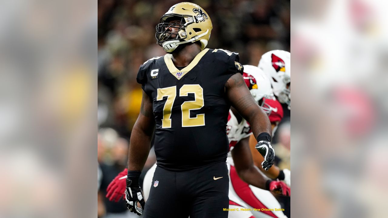 East Rutherford, New Jersey, USA. 1st Oct, 2018. New Orleans Saints  offensive tackle Terron Armstead (72) during warm ups before a game between  the New Orlean Saints and the New York Giants