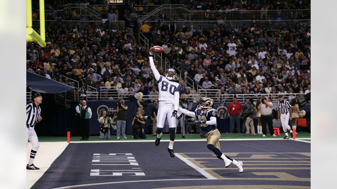 Seattle Seahawks wide receiver Jerry Rice cuts down field against the St.  Louis Rams at Quest field in Seattle, WA.