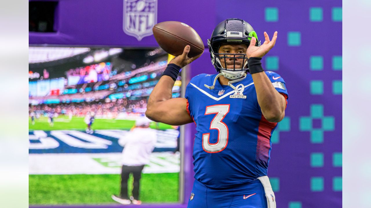 AFC running back Nick Chubb of the Cleveland Browns competes in the  Dodgeball Event at the 2022 Pro Bowl Skills Showdown, Wednesday, February  2, 2022, in Las Vegas. The event will be