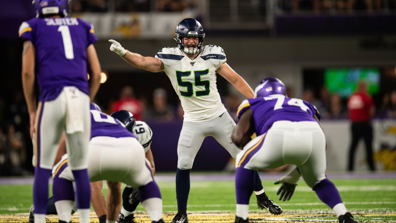 Seattle Seahawks linebacker Ben Burr-Kirven (55) reacts after the NFL  football game against the San Francisco 49ers, Sunday, Jan. 3, 2021, in  Glendale, Ariz. (AP Photo/Jennifer Stewart Stock Photo - Alamy