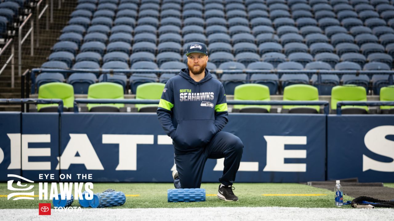 Seattle Seahawks long snapper Tyler Ott during warmups before an