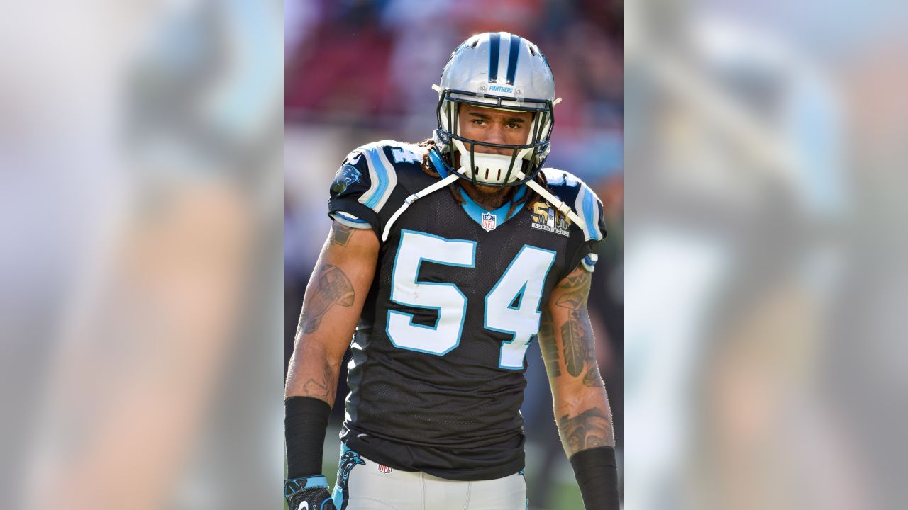 Helmet of Carolina Panthers outside linebacker Shaq Thompson (54