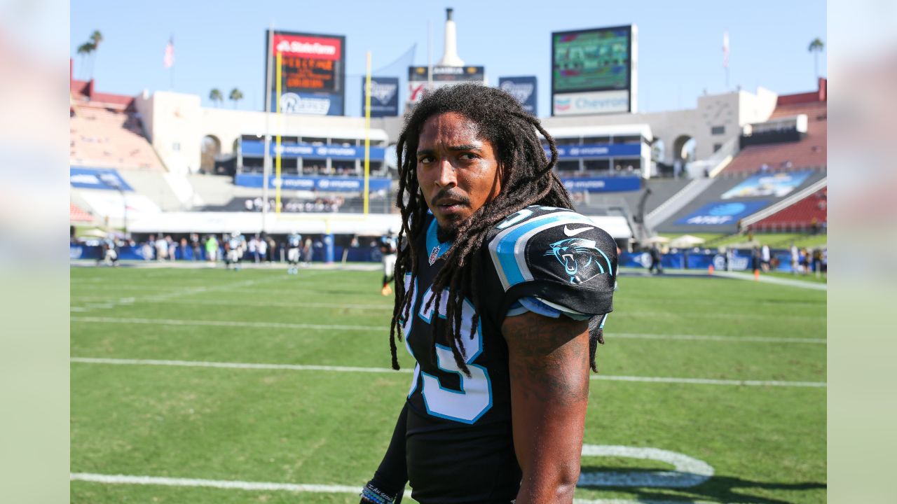 Carolina Panthers' Kony Ealy (94) walks to the line as he faces the Kansas  City Chiefs during the second half of an NFL football game in Charlotte,  N.C., Sunday, Aug. 17, 2014.