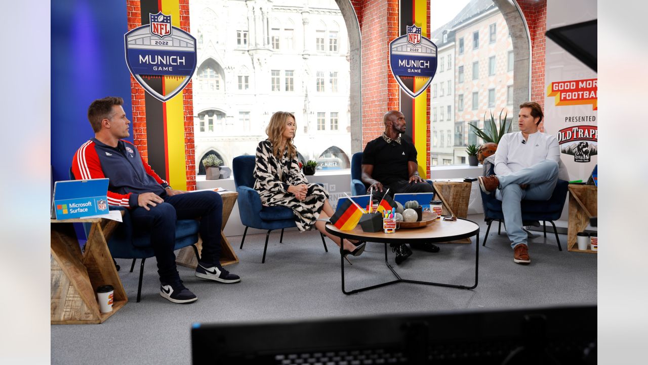 Jamie Erdahl is seen on the set of Good Morning Football in Munich,  Germany, Wednesday, Nov. 9, 2022. (Steve Luciano/AP Images for NFL Stock  Photo - Alamy