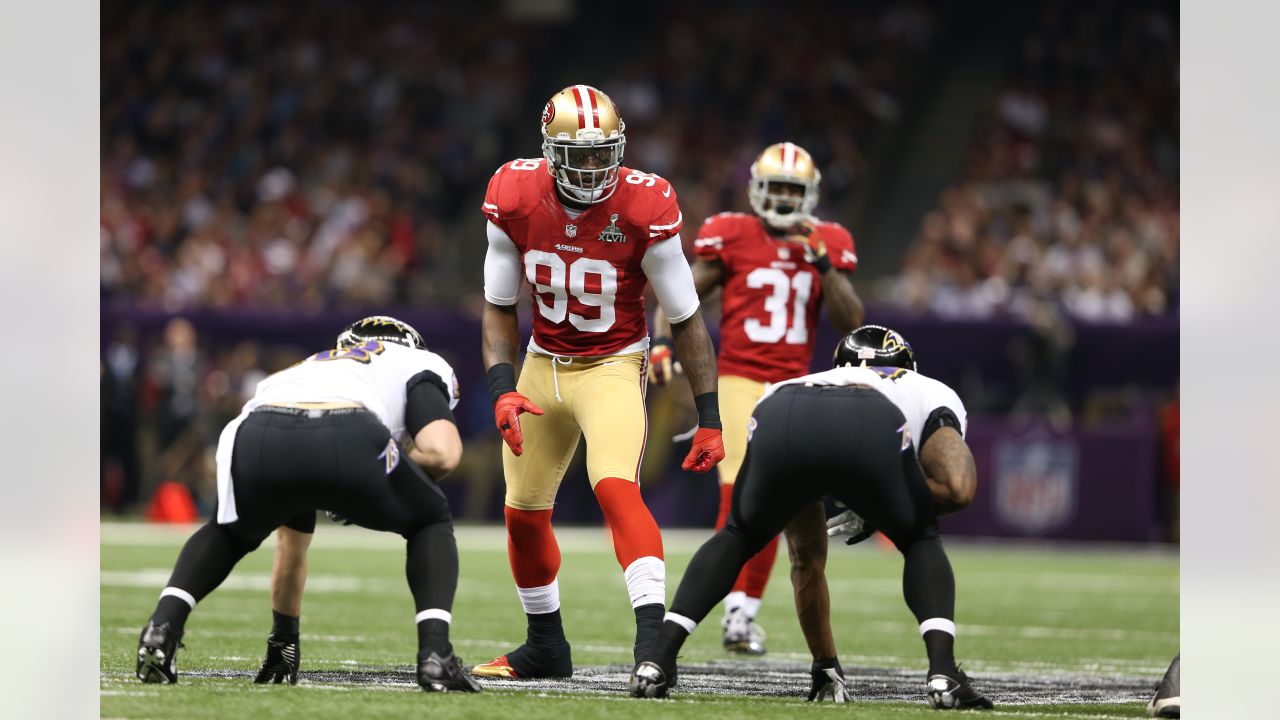 San Francisco 49ers linebacker Aldon Smith (99) against the St