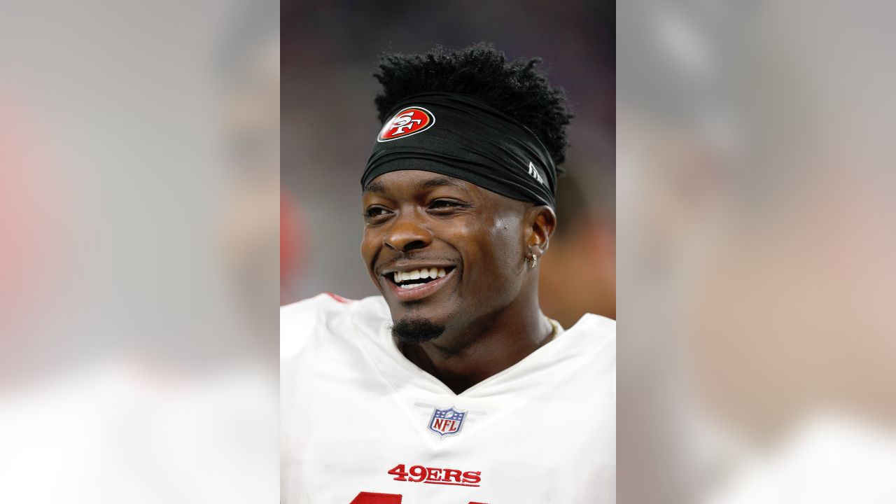 August 19, 2017: San Francisco 49ers wide receiver Marquise Goodwin (11)  runs after catching pass on Saturday, August 19, 2017, at Levis Stadium in  Santa Clara, California. The Broncos defeated the 49ers