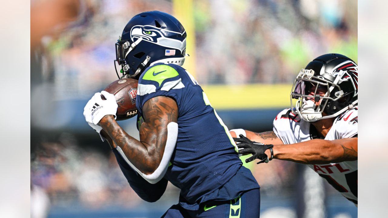 Seattle Seahawks defensive back Tariq Woolen is pictured during an NFL  football game against the Atlanta Falcons, Sunday, Sept. 25, 2022, in  Seattle. The Falcons won 27-23. (AP Photo/Stephen Brashear Stock Photo -  Alamy