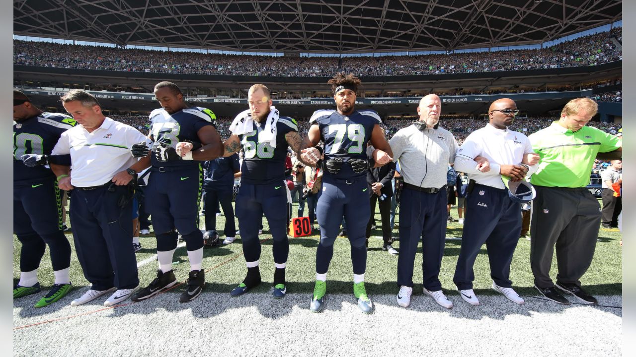 All Seahawks Stand for NFL's Coordinated National Anthem on the