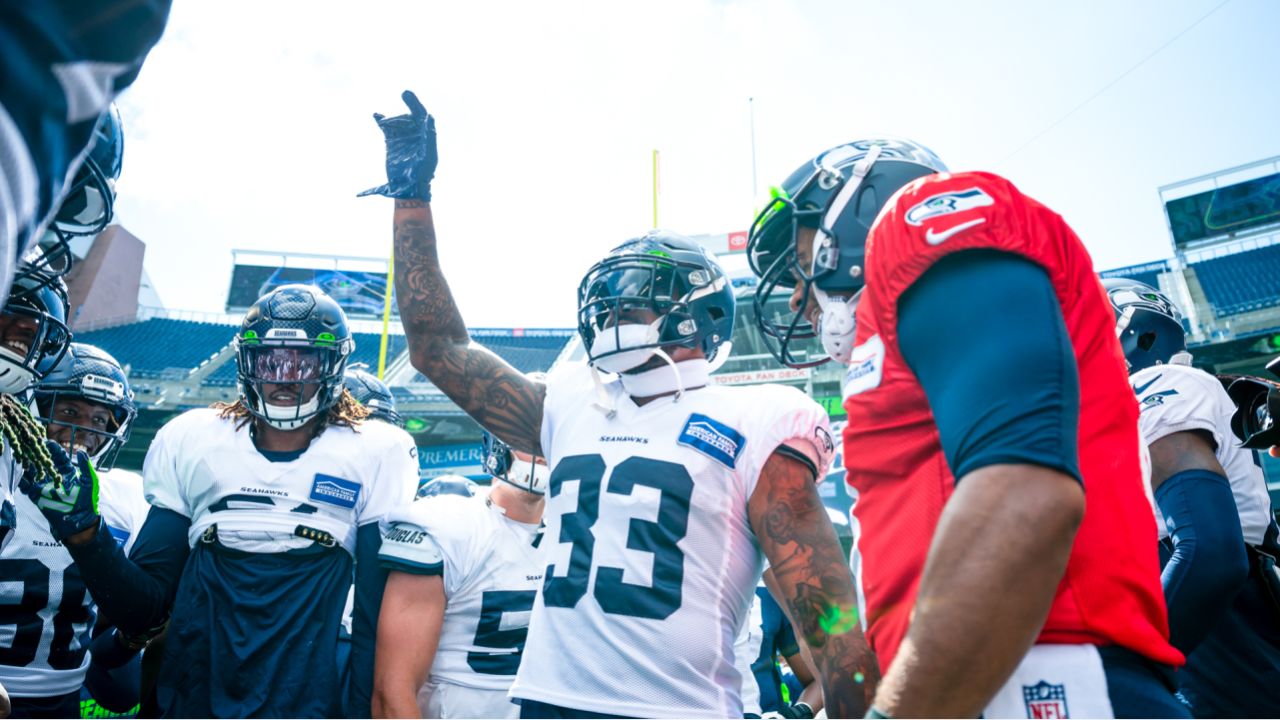 Seattle Seahawks wide receiver John Ursua (15) runs a drill during NFL  football training camp, Thursday, July 25, 2019, in Renton, Wash. (AP  Photo/Ted S. Warren Stock Photo - Alamy