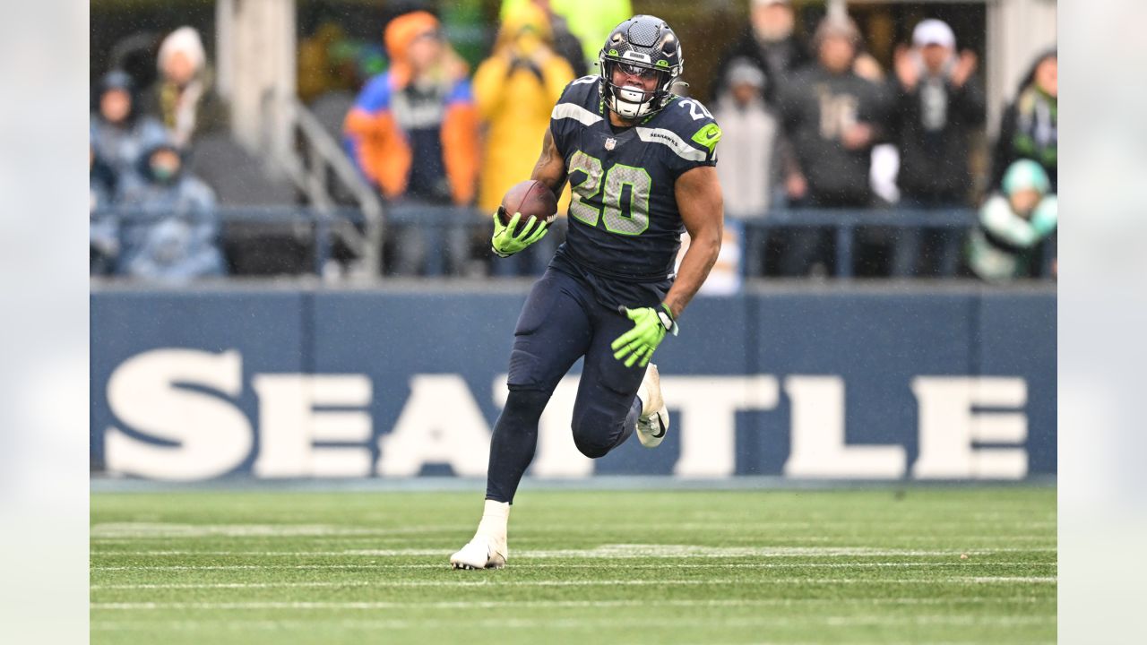 Seattle Seahawks running back Rashaad Penny (20) carries the ball during an  NFL football game against the Houston Texans, Sunday, Dec. 12, 2021, in  Houston. (AP Photo/Matt Patterson Stock Photo - Alamy