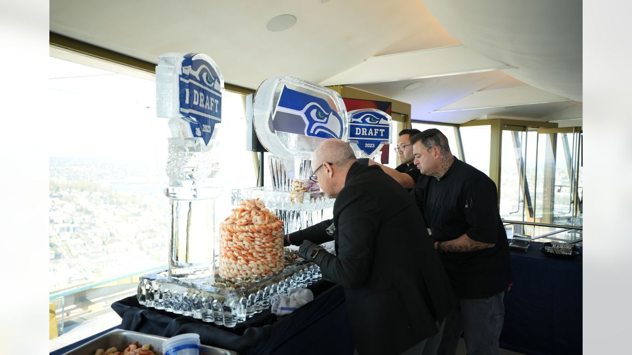 Seahawks celebrate NFL draft at the Space Needle