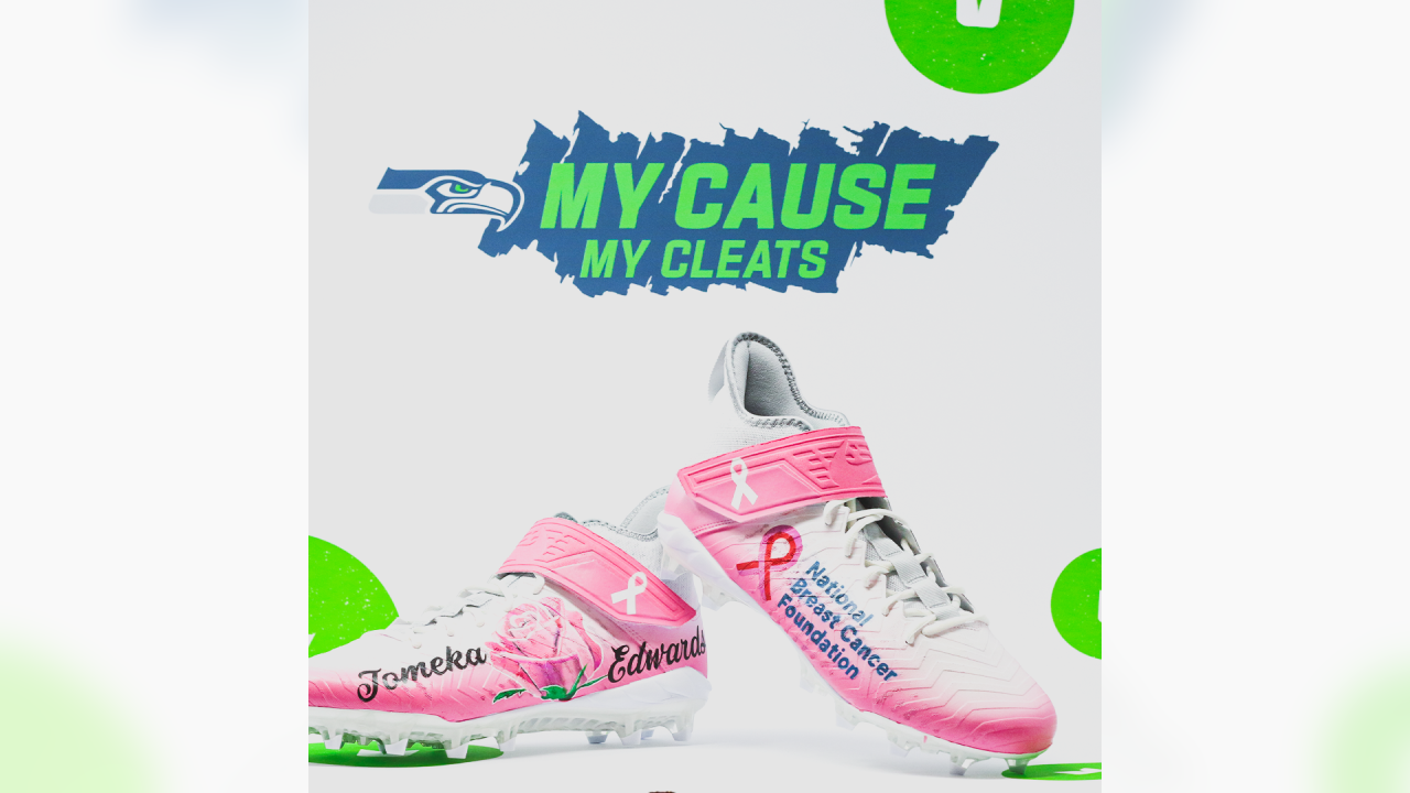 Russell Wilson Autographed Pink & Black Breast Cancer Awareness Size Under Armor Spine Fierce Cleats Seattle Seahawks Breast Cancer Awareness Size