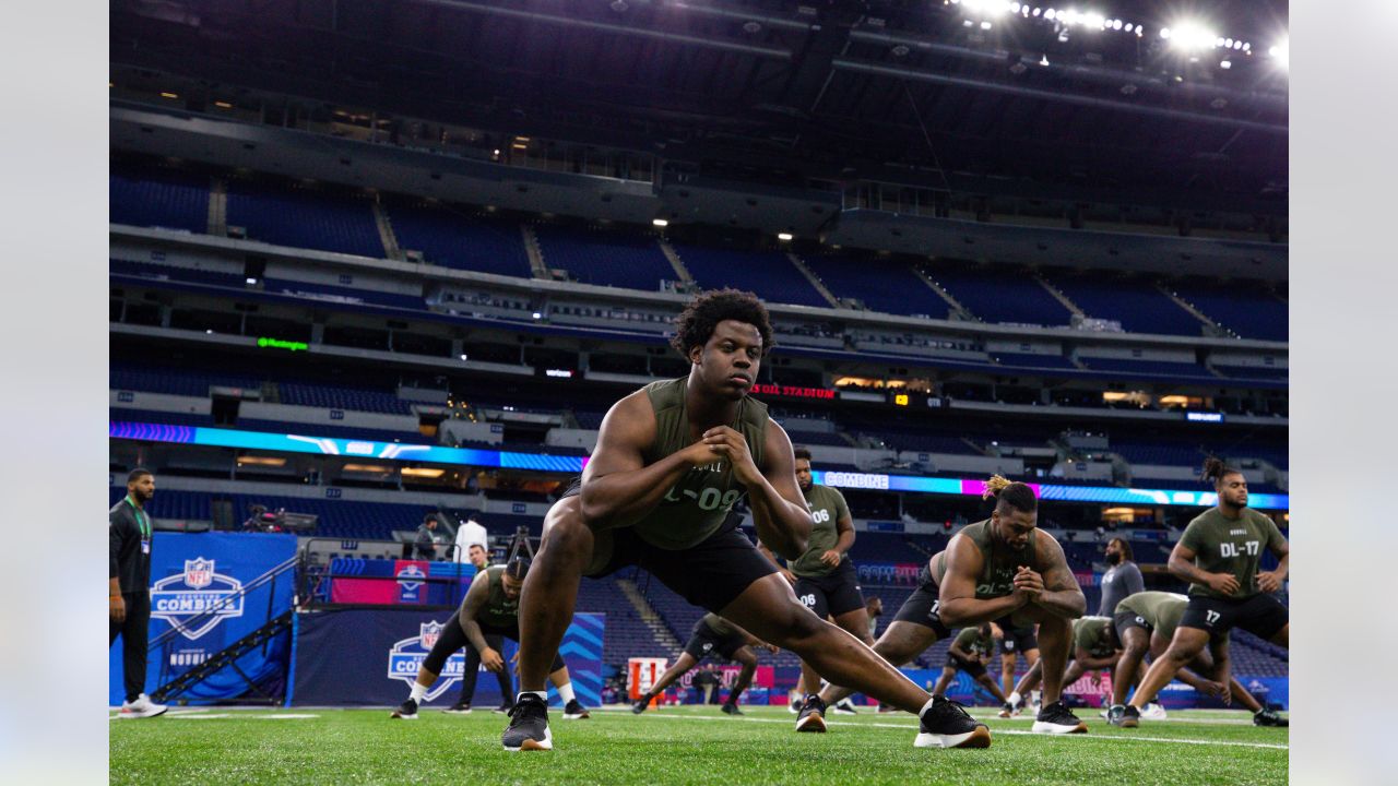 Northwestern State wide receiver Jazz Ferguson runs a drill during the NFL football  scouting combine, Saturday, March 2, 2019, in Indianapolis. (AP  Photo/Darron Cummings Stock Photo - Alamy