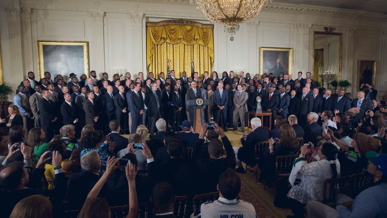 PHOTOS: Seahawks visit White House to celebrate Super Bowl win