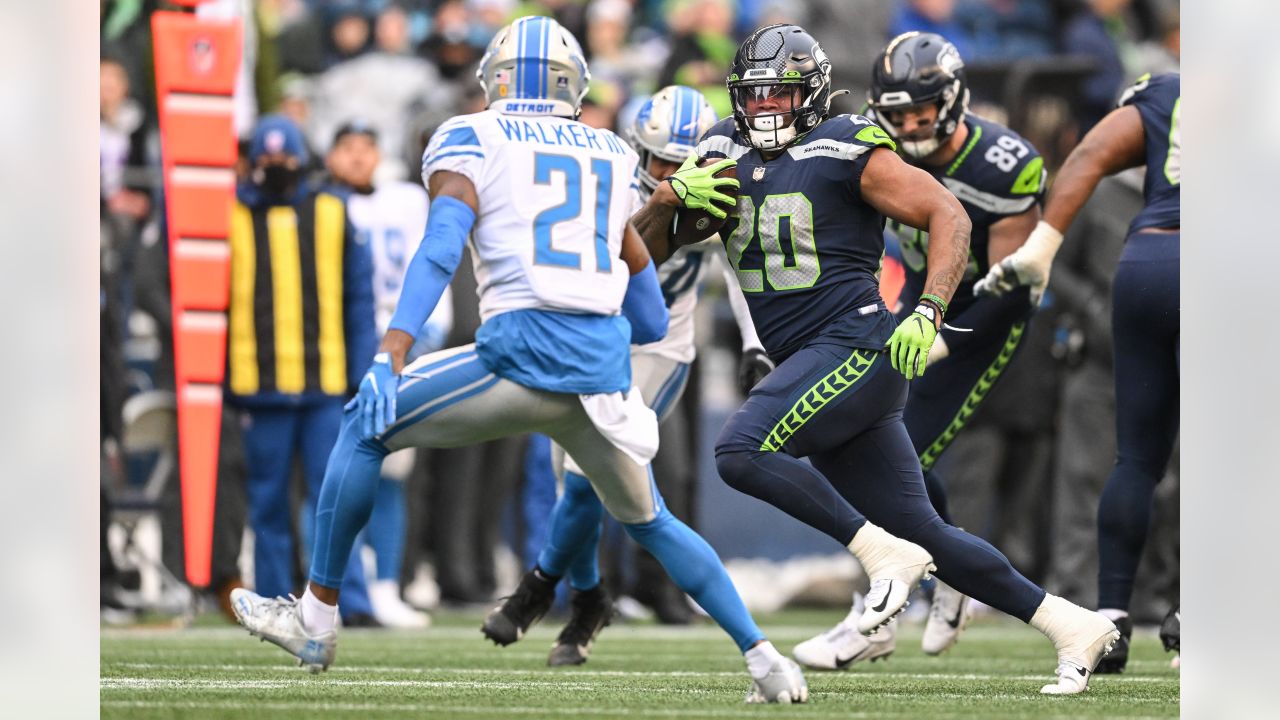 Seattle Seahawks quarterback Russell Wilson and wide receiver DK Metcalf  celebrate a touchdown during an NFL football game against the Detroit  Lions, Sunday, Jan. 2, 2022, in Seattle. The Seahawks won 51-29. (