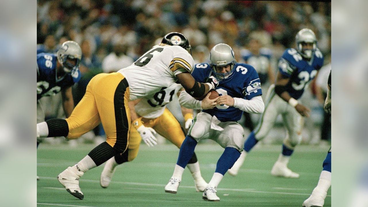 Pittsburgh Steelers running back Jerome Bettis goes over the top for a gain  of seven yards against th Seattle Seahawks in the second half of Super Bowl  XL on Sunday, February 5