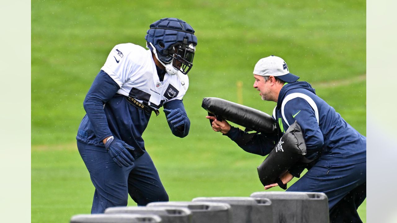 Seattle Seahawks defensive end Jarran Reed (90) looks on during the NFL  football team's training camp, Thursday, Aug. 3, 2023, in Renton, Wash. (AP  Photo/Lindsey Wasson Stock Photo - Alamy