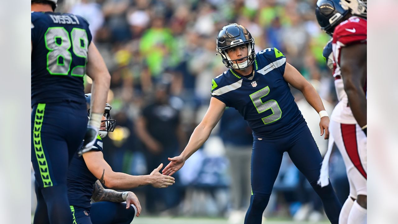 Seattle Seahawks safety Jerrick Reed II (32) celebrates during an NFL  pre-season football game against the Minnesota Vikings, Thursday, Aug. 10,  2023 in Seattle. (AP Photo/Ben VanHouten Stock Photo - Alamy