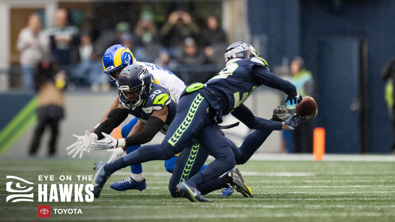 Seattle Seahawks defensive back Michael Jackson leaps into passing