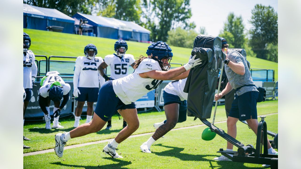 Seattle Seahawks strong safety Ty Okada (39) jogs off the field during the  NFL football team's training camp, Thursday, July 27, 2023, in Renton,  Wash. (AP Photo/Lindsey Wasson Stock Photo - Alamy