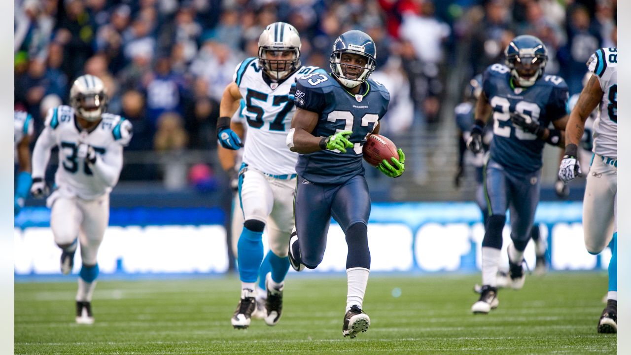 Seattle Seahawks wide receiver Laquon Treadwell (18) loosk on with the ball  before an NFL football game against the Los Angeles Rams, Sunday, Jan. 8,  2023, in Seattle, WA. The Seahawks defeated