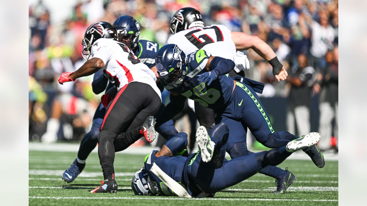 Seattle Seahawks defensive back Tariq Woolen is pictured during an NFL  football game against the Atlanta Falcons, Sunday, Sept. 25, 2022, in  Seattle. The Falcons won 27-23. (AP Photo/Stephen Brashear Stock Photo -  Alamy