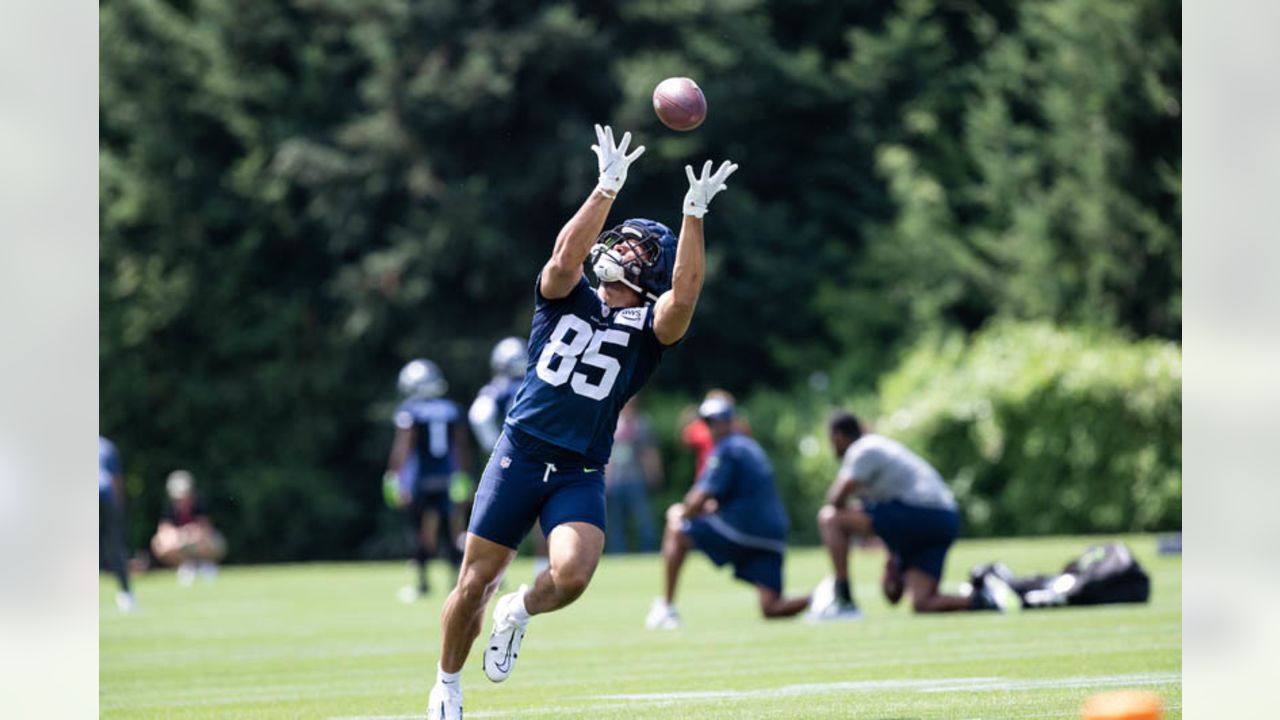 Seattle Seahawks tight end Tyler Mabry (85) runs the ball during a