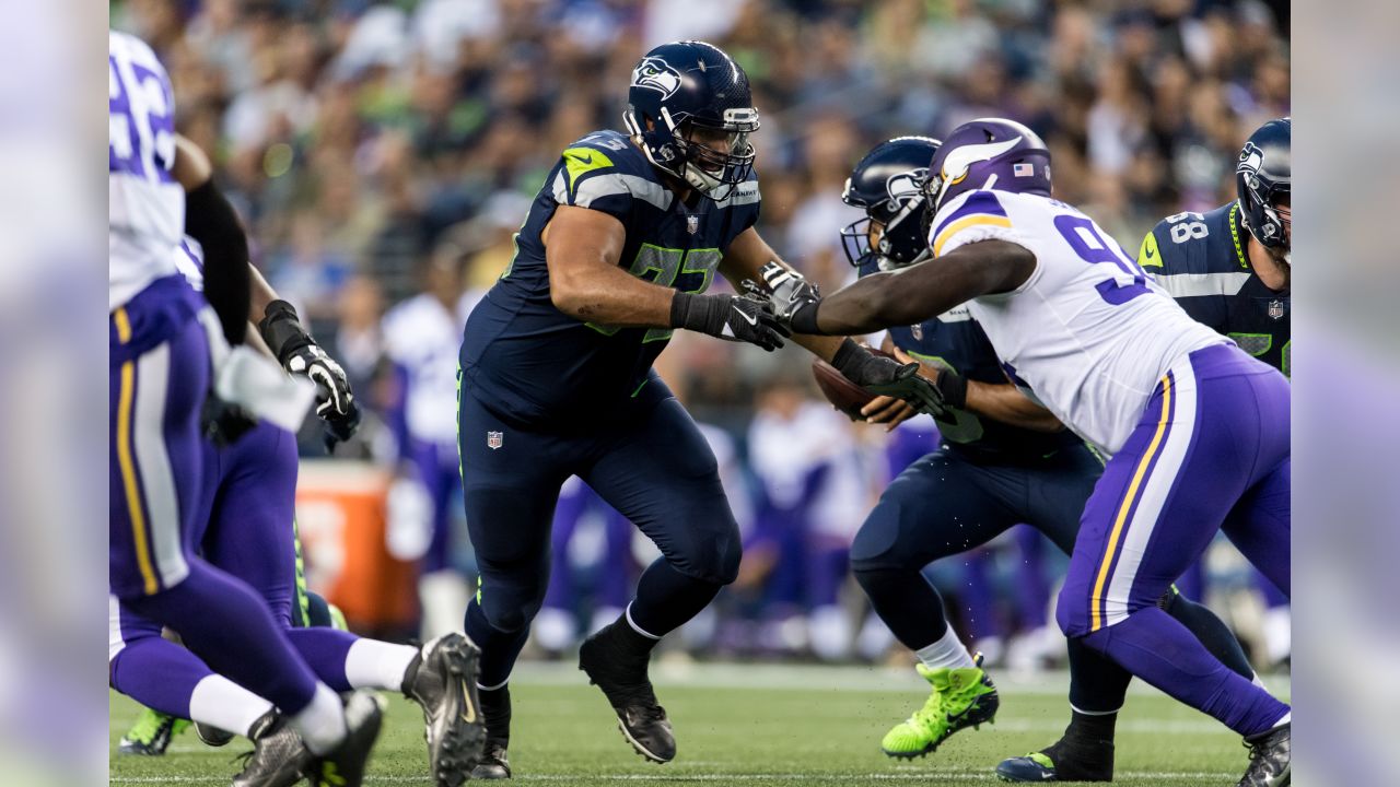 Seattle Seahawks including Thomas Rawls (34) and Cassius Marsh