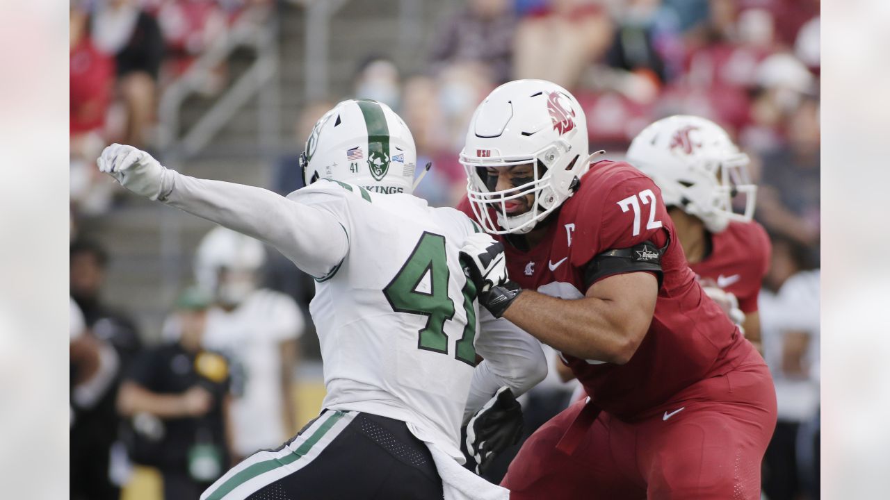 Seattle Seahawks offensive lineman Abraham Lucas is pictured during an NFL  football game against the Atlanta Falcons, Sunday, Sept. 25, 2022, in  Seattle. The Falcons won 27-23. (AP Photo/Stephen Brashear Stock Photo -  Alamy