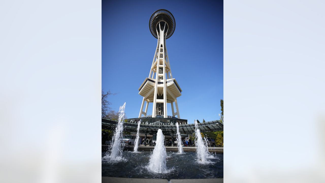 Seahawks celebrate NFL draft at the Space Needle