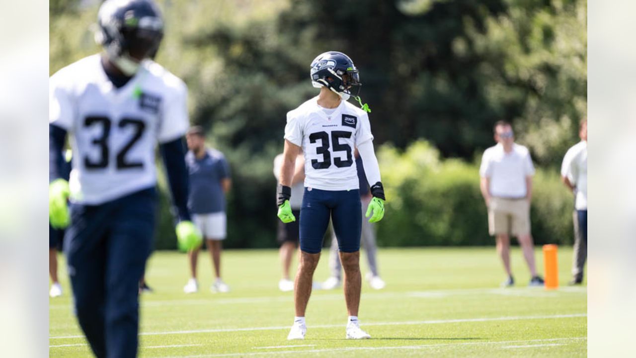 Seattle Seahawks safety Joey Blount (35) celebrates during an NFL